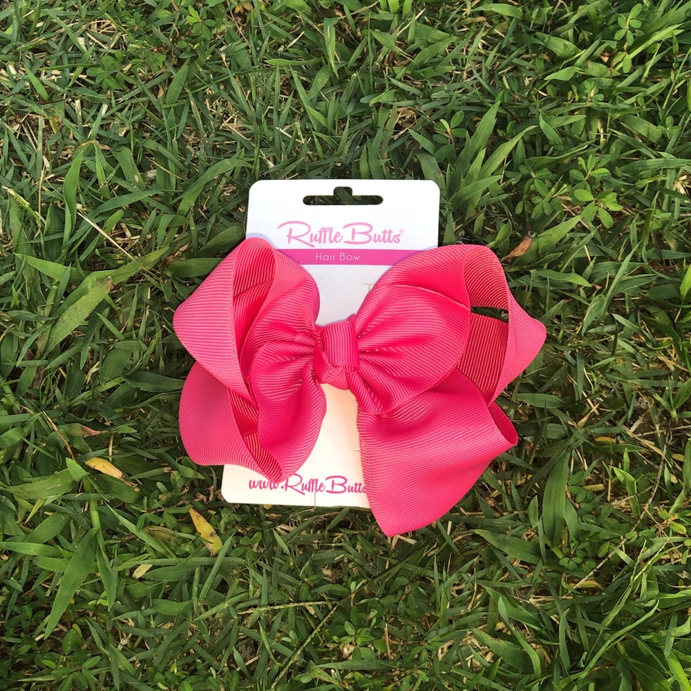 NWT RuffleButts 6” Single Bow in Candy